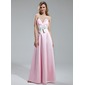 Keizer Scallop Neck Vloerlengte satijn Bruidsmeisjes Jurk met Roes Sash (007019638) Keizer Scallop Neck Vloerlengte satijn Bruidsmeisjes Jurk met Roes Sash (007019638)