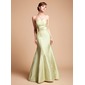 Stile sirena A cuore Al pavimento Taffeta Abito da damigella con Increspature (007004211)