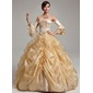 Ball-Gown Strapless Floor-Length Organza Quinceanera Dress With Ruffle Beading Sequins (021017537)