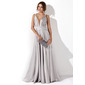 A-Line/Princess V-neck Floor-Length Charmeuse Evening Dress With Ruffle (017020657)