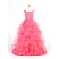 Vestidos princesa/ Formato A Decote redondo Cauda vassoura Organza Cetim Vestido de daminha com Pregueado Bordado (010005873)