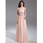 A-Line/Princess Strapless Floor-Length Chiffon Prom Dress With Ruffle Beading (018015615)