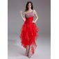 A-Line/Princess One-Shoulder Asymmetrical Organza Prom Dress With Beading Sequins (018011238) A-Line/Princess One-Shoulder Asymmetrical Organza Prom Dress With Beading Sequins (018011238)