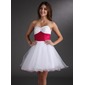 Empire Sweetheart Short/Mini Taffeta Tulle Homecoming Dress With Sash Beading (022020753)