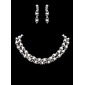 Set di gioielli Matrimonio Festa Lega con strass Argento Gioielli con Pearl (011017853)