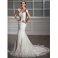 Mermaid Off-the-Shoulder Chapel Train Satin Tulle Wedding Dress With Lace Beadwork (002011499) Mermaid Off-the-Shoulder Chapel Train Satin Tulle Wedding Dress With Lace Beadwork (002011499)