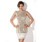 Tubo Decote redondo Curto/ Mini Chiffon Lantejoulas Vestido de cocktail (016008346)