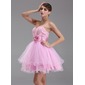 A-Line/Princess Sweetheart Short/Mini Taffeta Tulle Lace Homecoming Dress With Ruffle Beading Flower(s) Sequins (022004343)