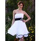 Império Sem alça Na altura do joelho Chiffon Charmeuse Vestido de madrinha com Pregueado faixa fecho de correr (007025347)
