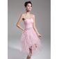 Tubo Coração Comprimento de chá Organza Vestido de cocktail com Pregueado Bordado Lantejoulas (016015121) Tubo Coração Comprimento de chá Organza Vestido de cocktail com Pregueado Bordado Lantejoulas (016015121)