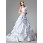 A-Line/Princess Chapel Train Satin Wedding Dress With Embroidery Sequins (002000436)