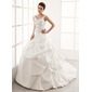Ball-Gown V-neck Chapel Train Taffeta Wedding Dress With Ruffle Beadwork (002004595) Ball-Gown V-neck Chapel Train Taffeta Wedding Dress With Ruffle Beadwork (002004595)