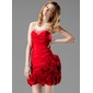 Sheath Sweetheart Short/Mini Taffeta Homecoming Dress With Ruffle Beading Flower(s) (022004332)