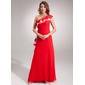 Tubo Um ombro Vestidos longo Chifon Vestido de madrinha com Pregueado (008005664)