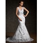 Mermaid V-neck Court Train Satin Lace Wedding Dress With Beadwork (002011524) Mermaid V-neck Court Train Satin Lace Wedding Dress With Beadwork (002011524)