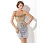 Sheath Sweetheart Short/Mini Sequined Cocktail Dress With Beading (016006691)