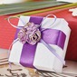 White Favor Box With Purple Flowers (Set of 12) (050016127) White Favor Box With Purple Flowers (Set of 12) (050016127)