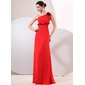 A-Line/Princess Floor-Length Chiffon Evening Dress With Flower(s) (017014046) A-Line/Princess Floor-Length Chiffon Evening Dress With Flower(s) (017014046)