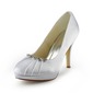 Satin Stiletto Heel Closed Toe Platform Pumps Wedding Shoes With Rhinestone (047017775)