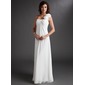 Empire One-Shoulder Floor-Length Chiffon Bridesmaid Dress With Ruffle Flower(s) (007016719)