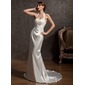 Sheath/Column Halter Court Train Charmeuse Wedding Dress With Ruffle Lace Beadwork (002014877) Sheath/Column Halter Court Train Charmeuse Wedding Dress With Ruffle Lace Beadwork (002014877)
