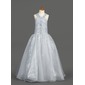 A-Line/Princess Halter Floor-Length Organza Sequined Flower Girl Dress With Ruffle Beading (010007389) A-Line/Princess Halter Floor-Length Organza Sequined Flower Girl Dress With Ruffle Beading (010007389)