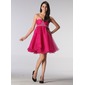 Empire Sweetheart Kort Organza Festkjoler med Flæsekanter Perlebesat (020013080)