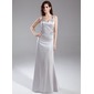 Sheath V-neck Floor-Length Charmeuse Evening Dress With Beading (017015814) Sheath V-neck Floor-Length Charmeuse Evening Dress With Beading (017015814)