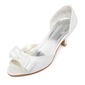 Satin Spool Heel Peep Toe Wedding Shoes With Bowknot (047005526)