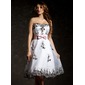 A-Lijn/Prinses Sweetheart Knielengte Organza Cocktailjurk met Geborduurd Sash (016008333)