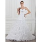 A-Line/Princess Sweetheart Chapel Train Organza Satin Wedding Dress With Ruffle Beadwork Flower(s) (002004749) A-Line/Princess Sweetheart Chapel Train Organza Satin Wedding Dress With Ruffle Beadwork Flower(s) (002004749)