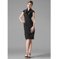 Sheath V-neck Knee-Length Taffeta Holiday Dress With Ruffle (020003292)