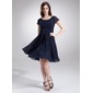 A-Line/Princess Scoop Neck Knee-Length Chiffon Bridesmaid Dress With Ruffle (007020655)