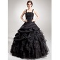 De baile Decote quadrado Vestidos longo Tafetá Organza Rendas Vestido quinceanera com Pregueado Bordado (021002873)