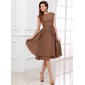 A-Line/Princess Scoop Neck Tea-Length Chiffon Bridesmaid Dress (007017303)