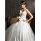 Ball-Gown V-neck Sweep Train Satin Tulle Wedding Dress With Ruffle Lace Beadwork Sequins (002008170) Ball-Gown V-neck Sweep Train Satin Tulle Wedding Dress With Ruffle Lace Beadwork Sequins (002008170)