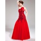 Mermaid Sweetheart Floor-Length Tulle Sequined Prom Dress With Flower(s) (018005082)