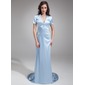 Sheath V-neck Court Train Charmeuse Mother of the Bride Dress With Appliques (008006067) Sheath V-neck Court Train Charmeuse Mother of the Bride Dress With Appliques (008006067)