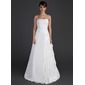 A-Line/Princess Strapless Floor-Length Chiffon Taffeta Wedding Dress With Ruffle Beadwork (002012595)
