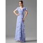Linjeform V-hals Gulv lengde Chiffon Kjole til brudens mor med Frynse Beading (008002220)