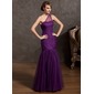 Mermaid One-Shoulder Floor-Length Tulle Prom Dress With Ruffle (018014873)