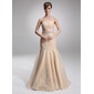 Mermaid Strapless Floor-Length Organza Prom Dress With Ruffle Beading (018022533)