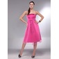 A-Line/Princess Strapless Knee-Length Satin  Tulle Maternity Bridesmaid Dresses With Ruffle (045013064)
