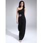 Tubo Um ombro Vestidos longo Tecido de seda Vestidos para a mãe da noiva com Pregueado Bordado (008022446)