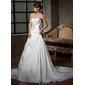 A-Line/Princess Halter Court Train Taffeta Wedding Dress With Ruffle Beadwork Sequins (002011410)