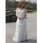 Empire V-neck Sweep Train Chiffon Wedding Dress With Ruffle Flower(s) (002024596) Empire V-neck Sweep Train Chiffon Wedding Dress With Ruffle Flower(s) (002024596)