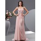Sheath Sweetheart Sweep Train Chiffon Evening Dress With Ruffle Beading (017022730)