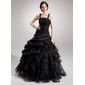 De baile Decote quadrado Vestidos longo Tafetá Organza Rendas Vestido quinceanera com Pregueado Bordado (021002873)