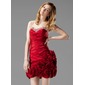 Sheath Sweetheart Short/Mini Taffeta Homecoming Dress With Ruffle Beading Flower(s) (022004332)
