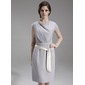 Sheath Cowl Neck Knee-Length Chiffon Kate Middleton Style With Ruffle Sash (044007573)